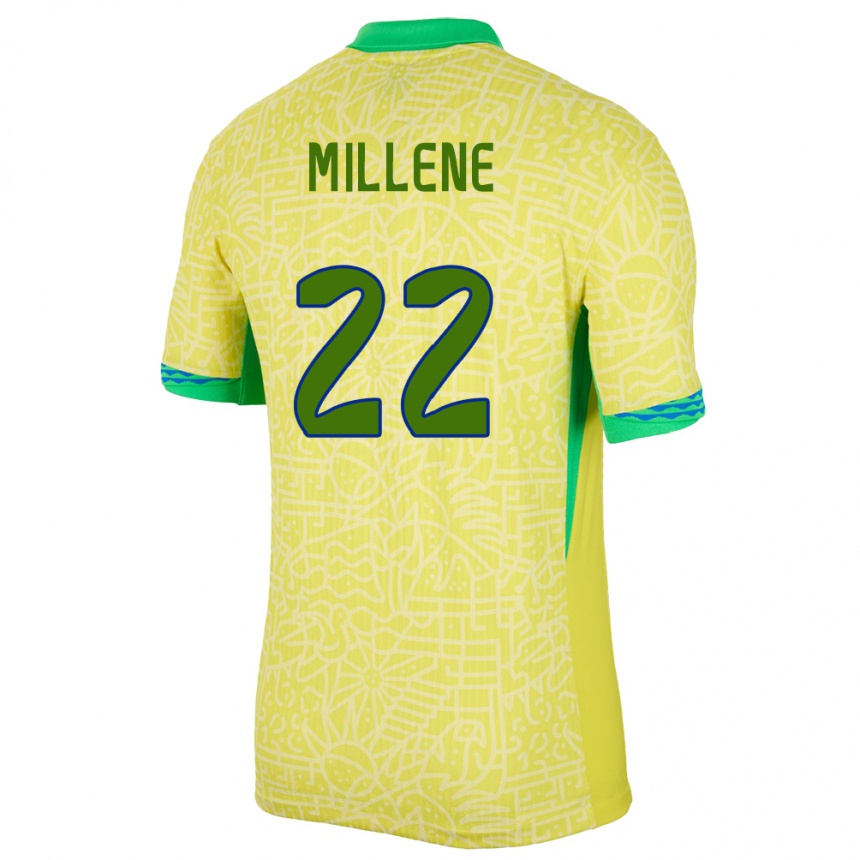 Kids Football Brazil Millene #22 Yellow Home Jersey 24-26 T-Shirt Nz