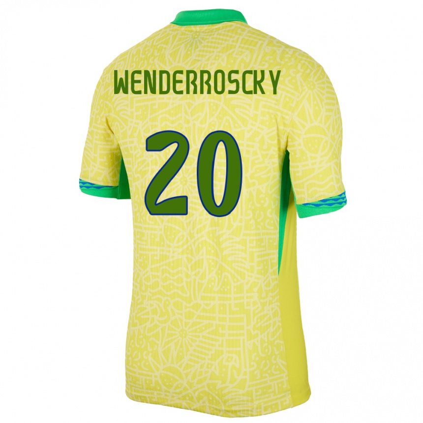 Kids Football Brazil Arthur Wenderroscky #20 Yellow Home Jersey 24-26 T-Shirt Nz