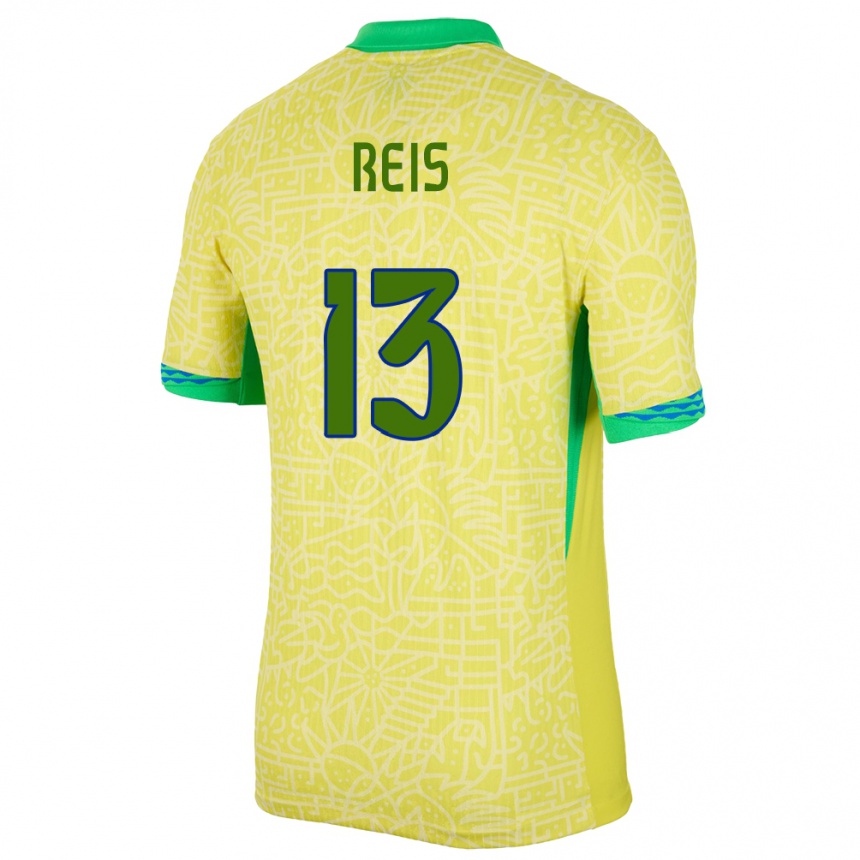 Kids Football Brazil Vitor Reis #13 Yellow Home Jersey 24-26 T-Shirt Nz