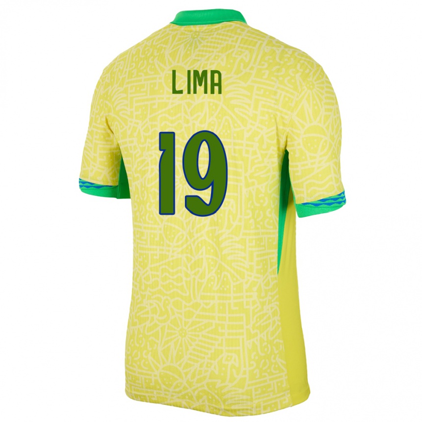 Kids Football Brazil Felipe Lima #19 Yellow Home Jersey 24-26 T-Shirt Nz