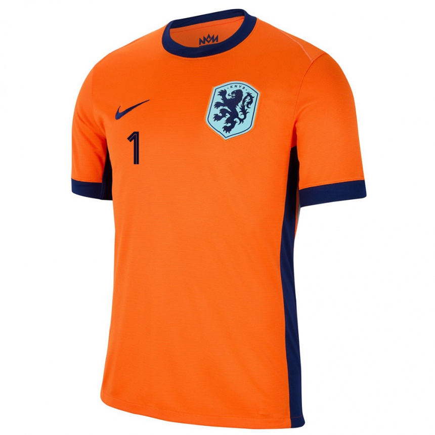 Kids Football Netherlands Daphne Van Domselaar #1 Orange Home Jersey 24-26 T-Shirt Nz