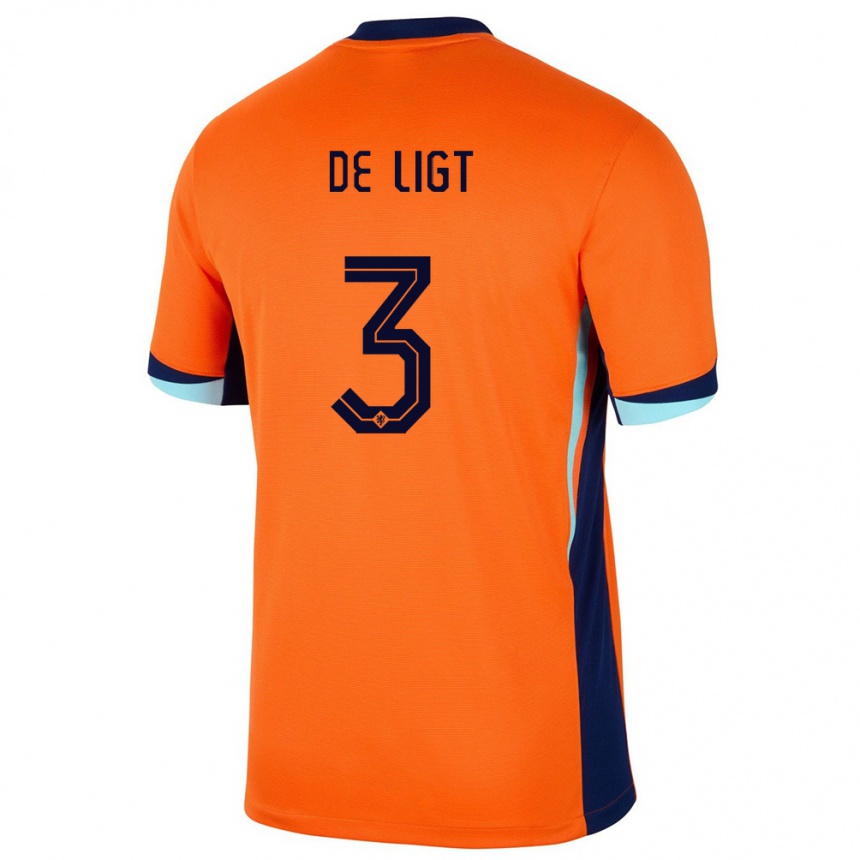 Kids Football Netherlands Matthijs De Ligt #3 Orange Home Jersey 24-26 T-Shirt Nz