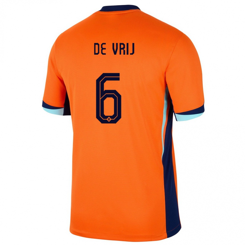 Kids Football Netherlands Stefan De Vrij #6 Orange Home Jersey 24-26 T-Shirt Nz