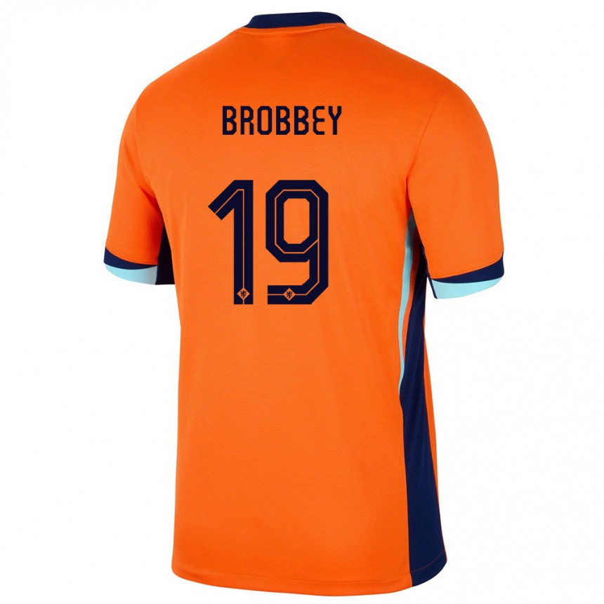 Kids Football Netherlands Brian Brobbey #19 Orange Home Jersey 24-26 T-Shirt Nz