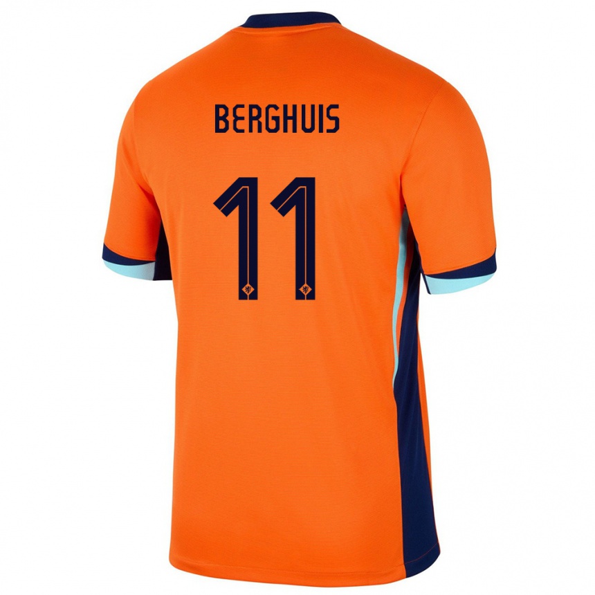 Kids Football Netherlands Steven Berghuis #11 Orange Home Jersey 24-26 T-Shirt Nz