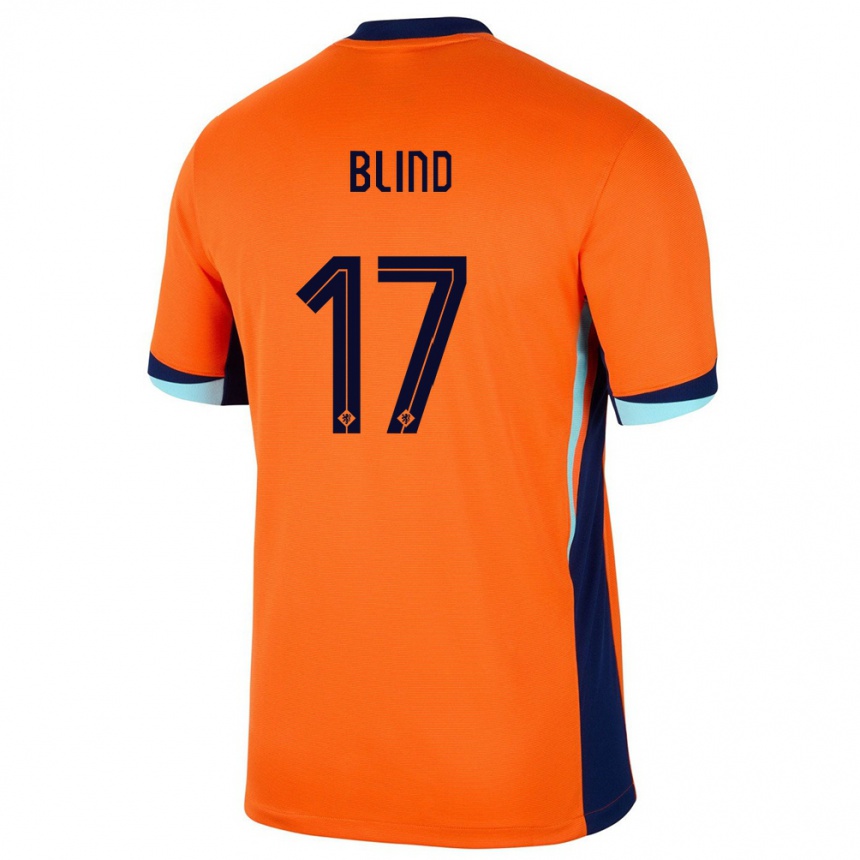 Kids Football Netherlands Daley Blind #17 Orange Home Jersey 24-26 T-Shirt Nz