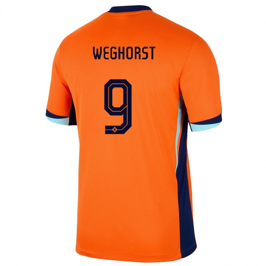 Kids Football Netherlands Wout Weghorst #9 Orange Home Jersey 24-26 T-Shirt Nz