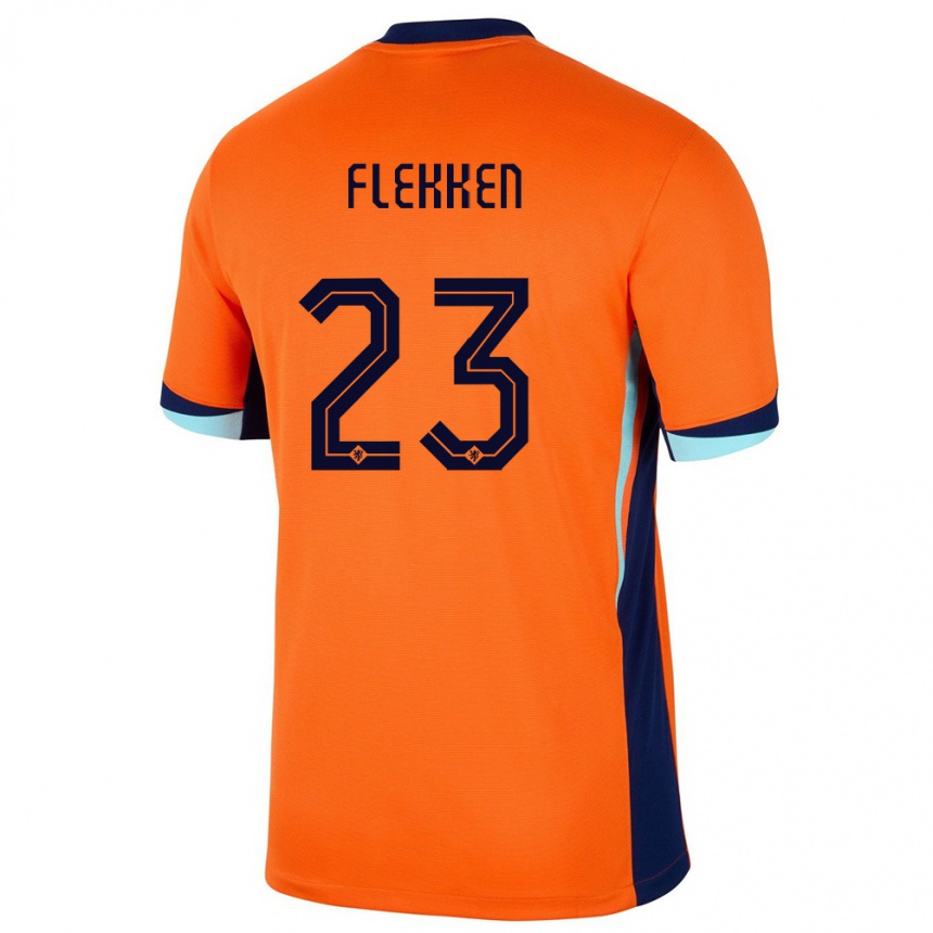 Kids Football Netherlands Mark Flekken #23 Orange Home Jersey 24-26 T-Shirt Nz