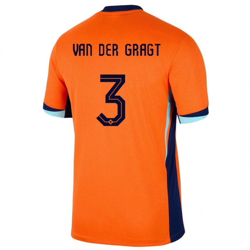 Kids Football Netherlands Stefanie Van Der Gragt #3 Orange Home Jersey 24-26 T-Shirt Nz