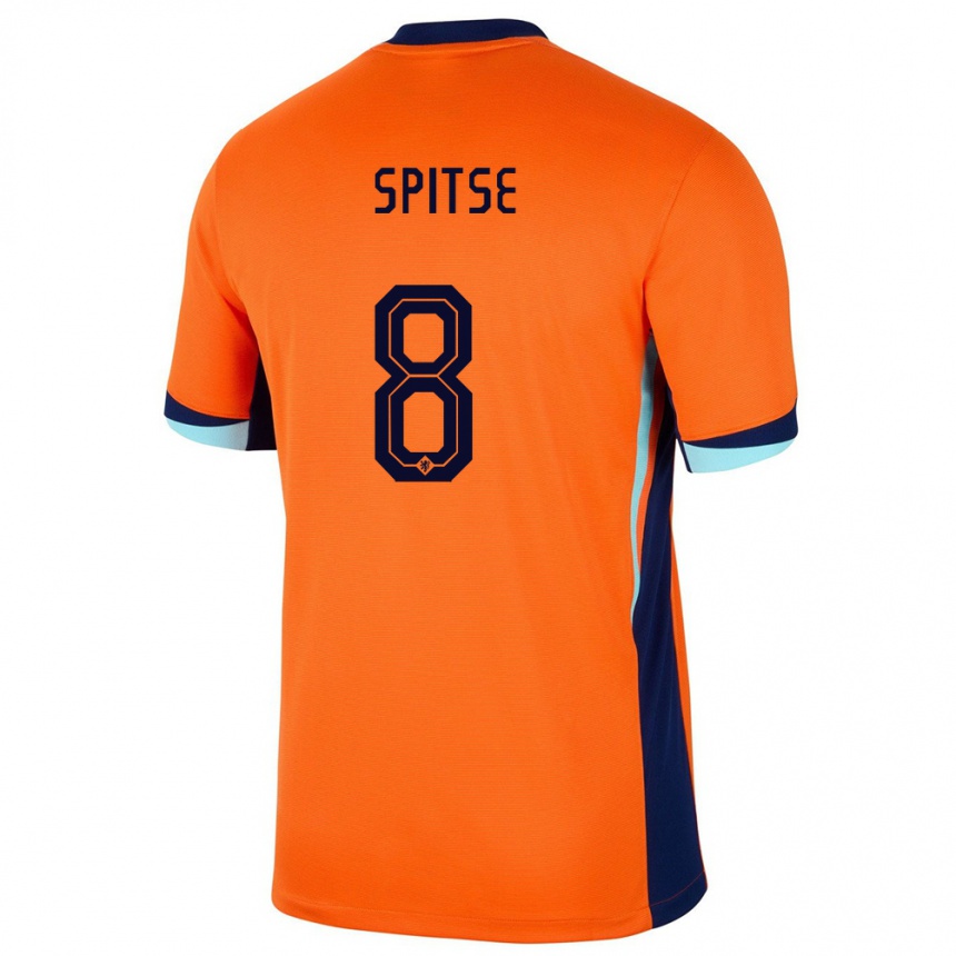 Kids Football Netherlands Sherida Spitse #8 Orange Home Jersey 24-26 T-Shirt Nz