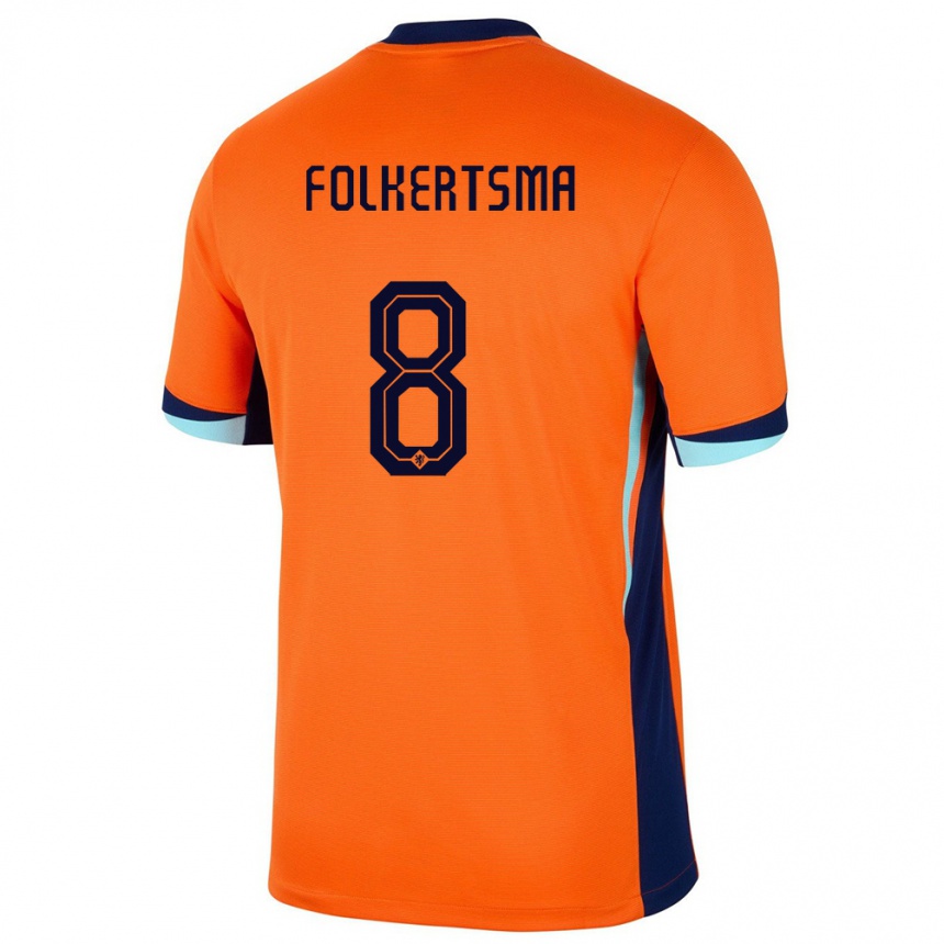 Kids Football Netherlands Sisca Folkertsma #8 Orange Home Jersey 24-26 T-Shirt Nz