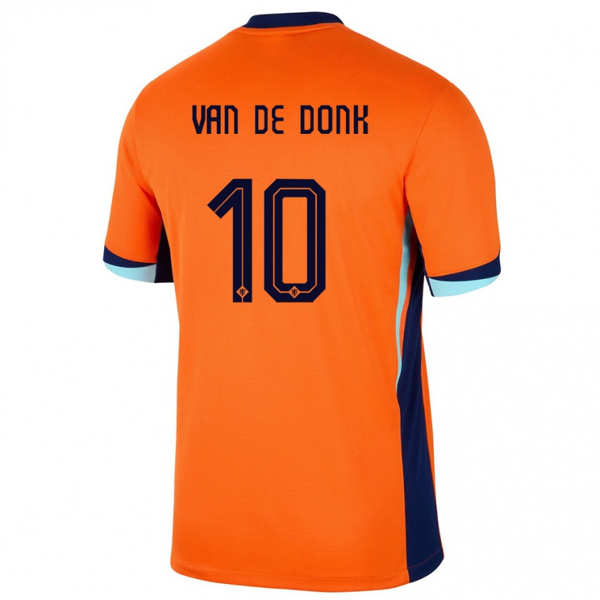 Kids Football Netherlands Danielle Van De Donk #10 Orange Home Jersey 24-26 T-Shirt Nz