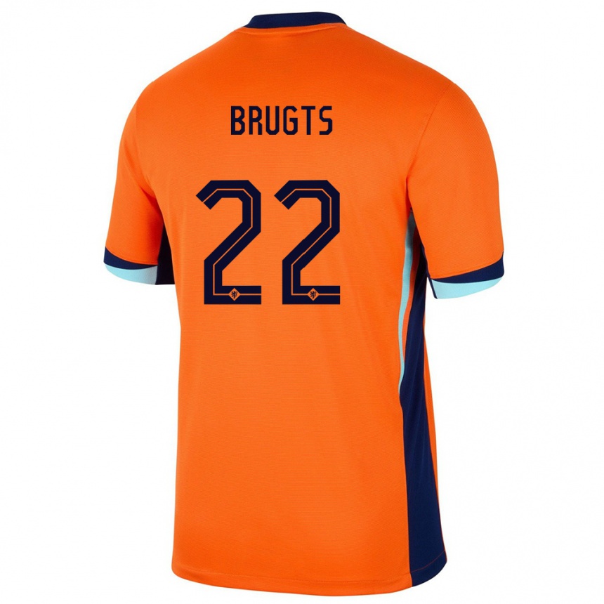 Kids Football Netherlands Esmee Brugts #22 Orange Home Jersey 24-26 T-Shirt Nz