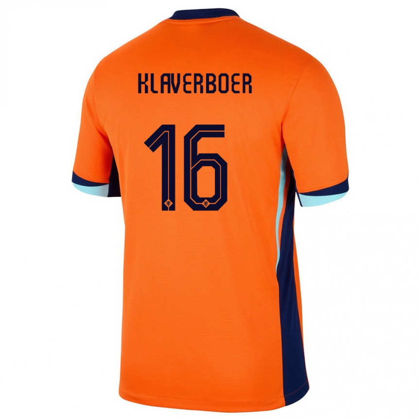 Kids Football Netherlands Bernt Klaverboer #16 Orange Home Jersey 24-26 T-Shirt Nz