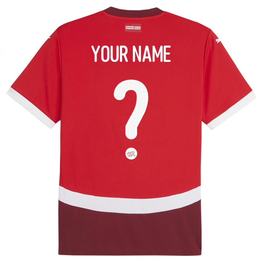 Kids Football Switzerland Your Name #0 Red Home Jersey 24-26 T-Shirt Nz