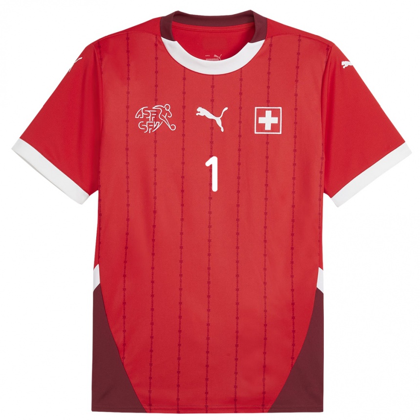 Kids Football Switzerland Tim Spycher #1 Red Home Jersey 24-26 T-Shirt Nz