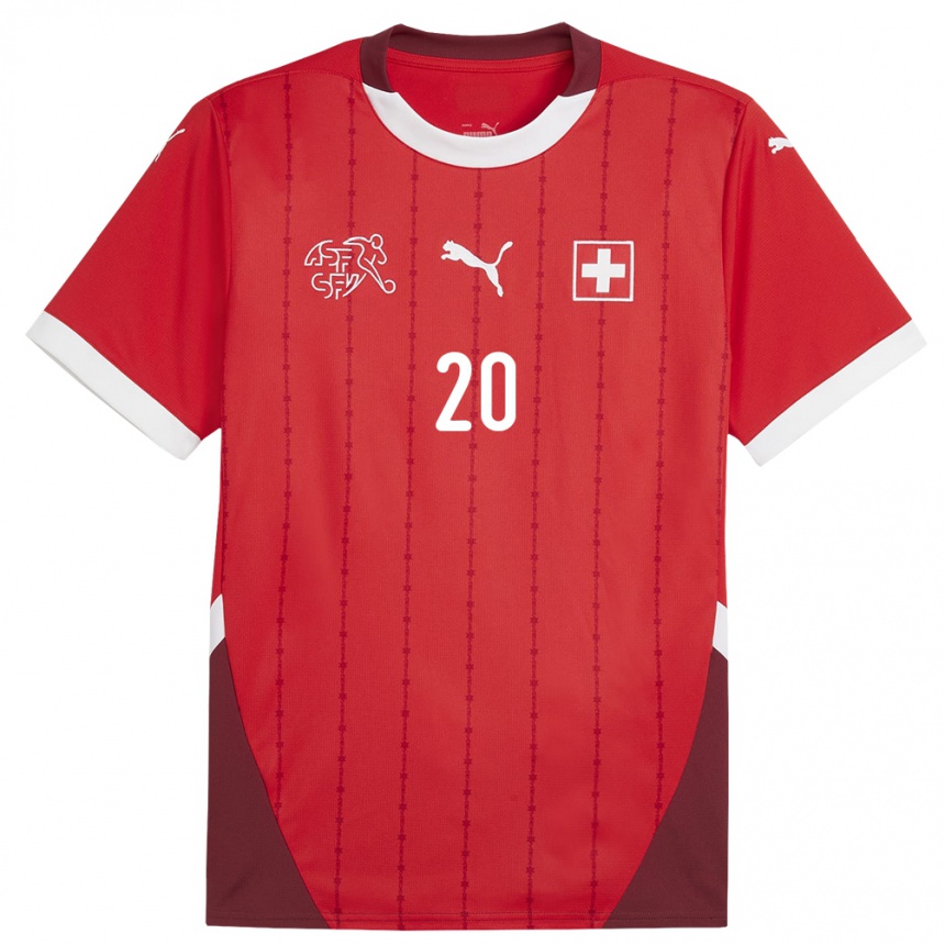 Kids Football Switzerland Michel Aebischer #20 Red Home Jersey 24-26 T-Shirt Nz