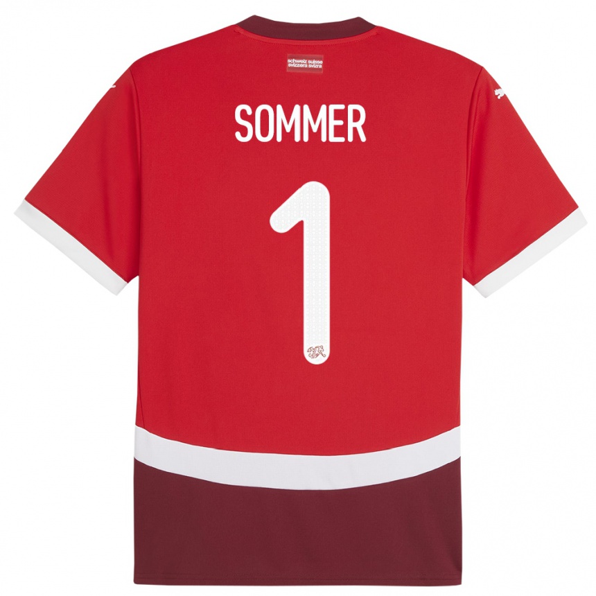 Kids Football Switzerland Yann Sommer #1 Red Home Jersey 24-26 T-Shirt Nz