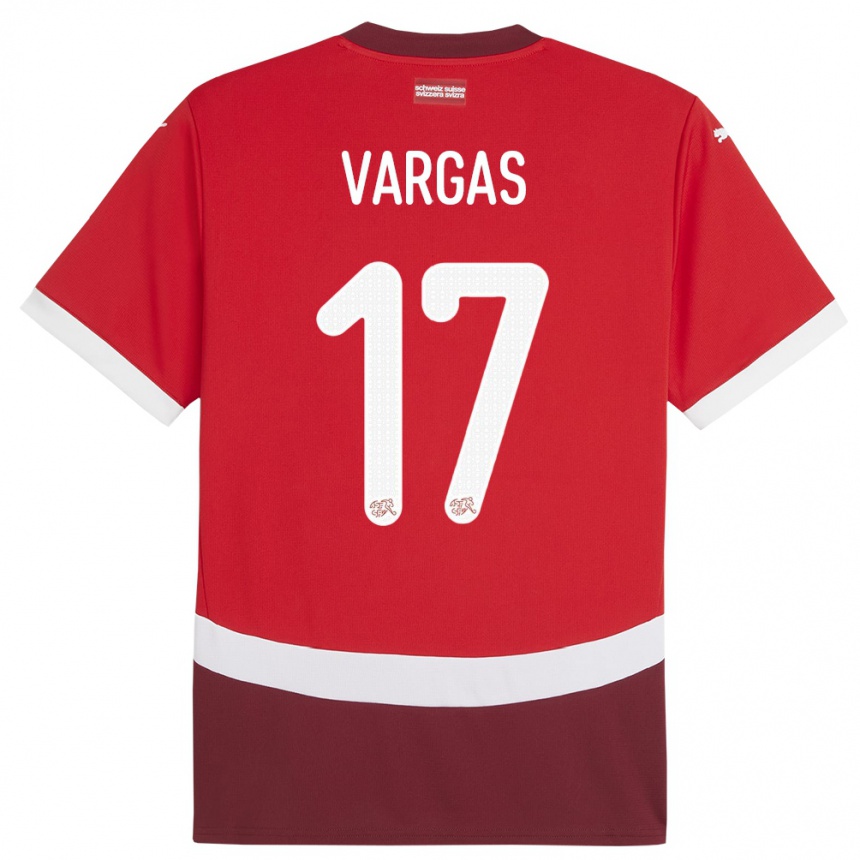 Kids Football Switzerland Ruben Vargas #17 Red Home Jersey 24-26 T-Shirt Nz