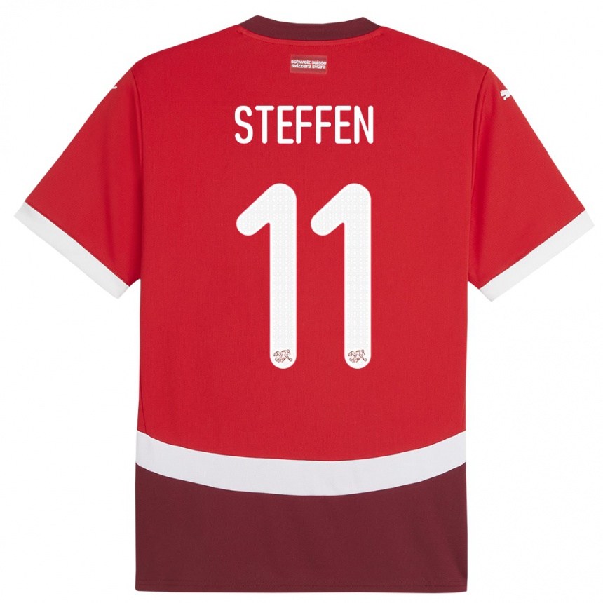 Kids Football Switzerland Renato Steffen #11 Red Home Jersey 24-26 T-Shirt Nz