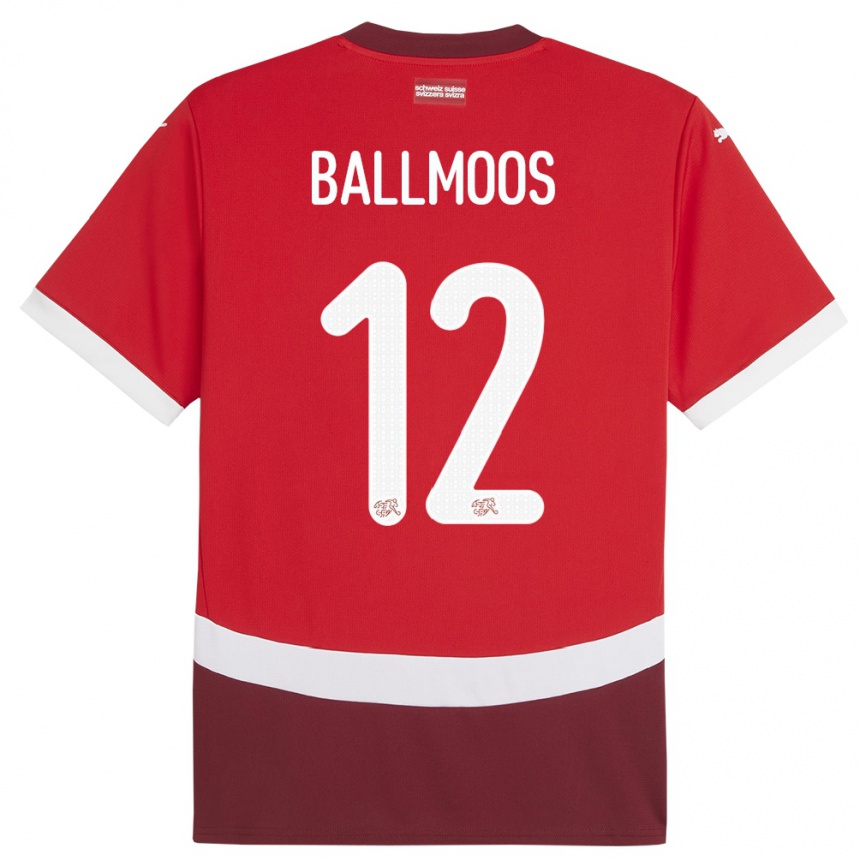 Kids Football Switzerland David Von Ballmoos #12 Red Home Jersey 24-26 T-Shirt Nz