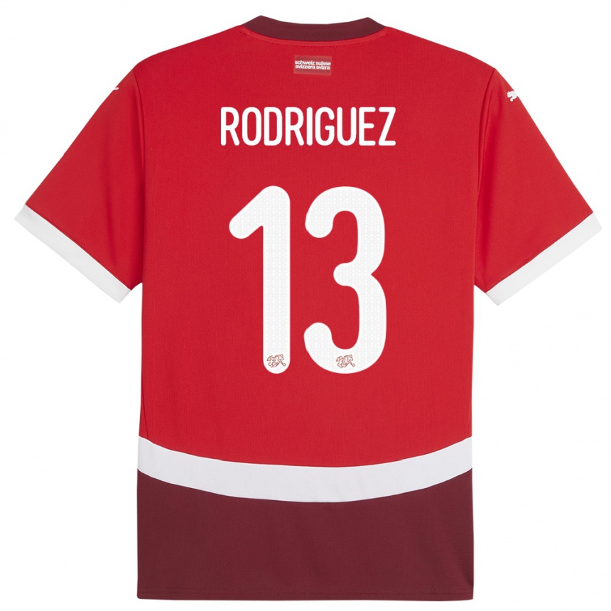 Kids Football Switzerland Ricardo Rodriguez #13 Red Home Jersey 24-26 T-Shirt Nz