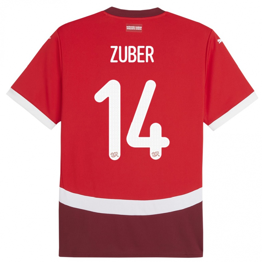 Kids Football Switzerland Steven Zuber #14 Red Home Jersey 24-26 T-Shirt Nz