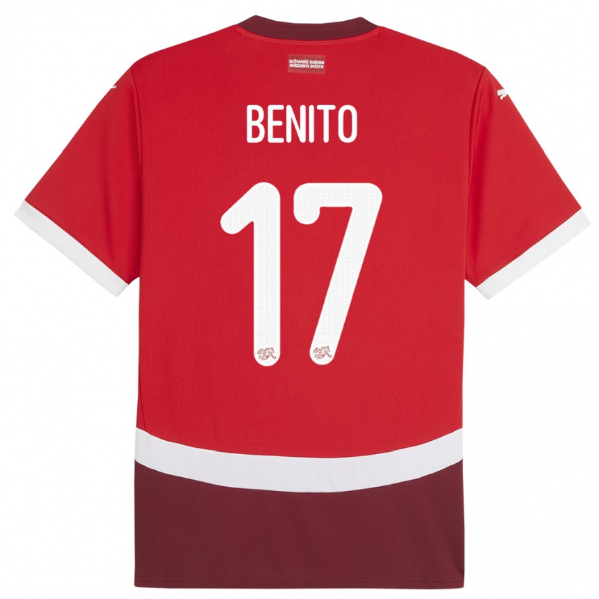 Kids Football Switzerland Loris Benito #17 Red Home Jersey 24-26 T-Shirt Nz