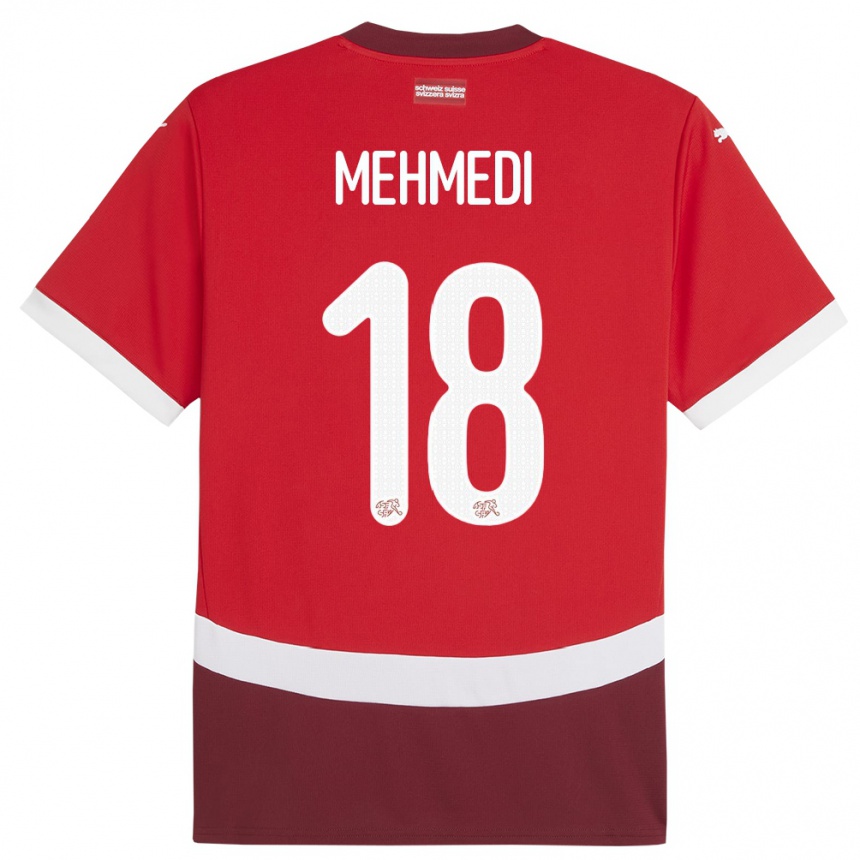 Kids Football Switzerland Admir Mehmedi #18 Red Home Jersey 24-26 T-Shirt Nz