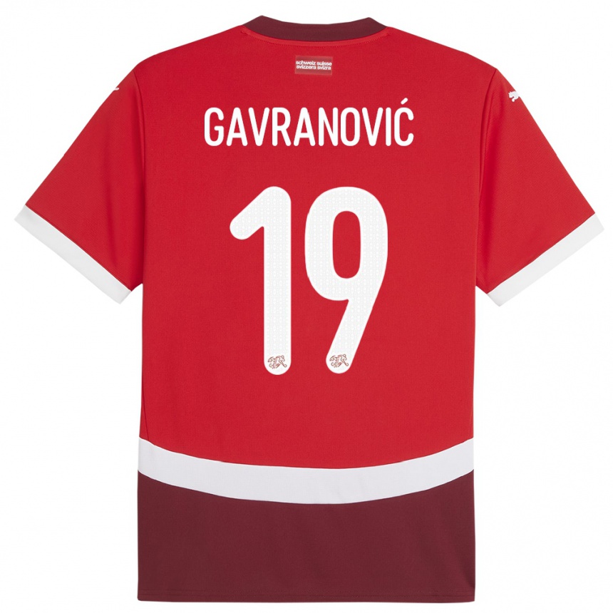 Kids Football Switzerland Mario Gavranovic #19 Red Home Jersey 24-26 T-Shirt Nz