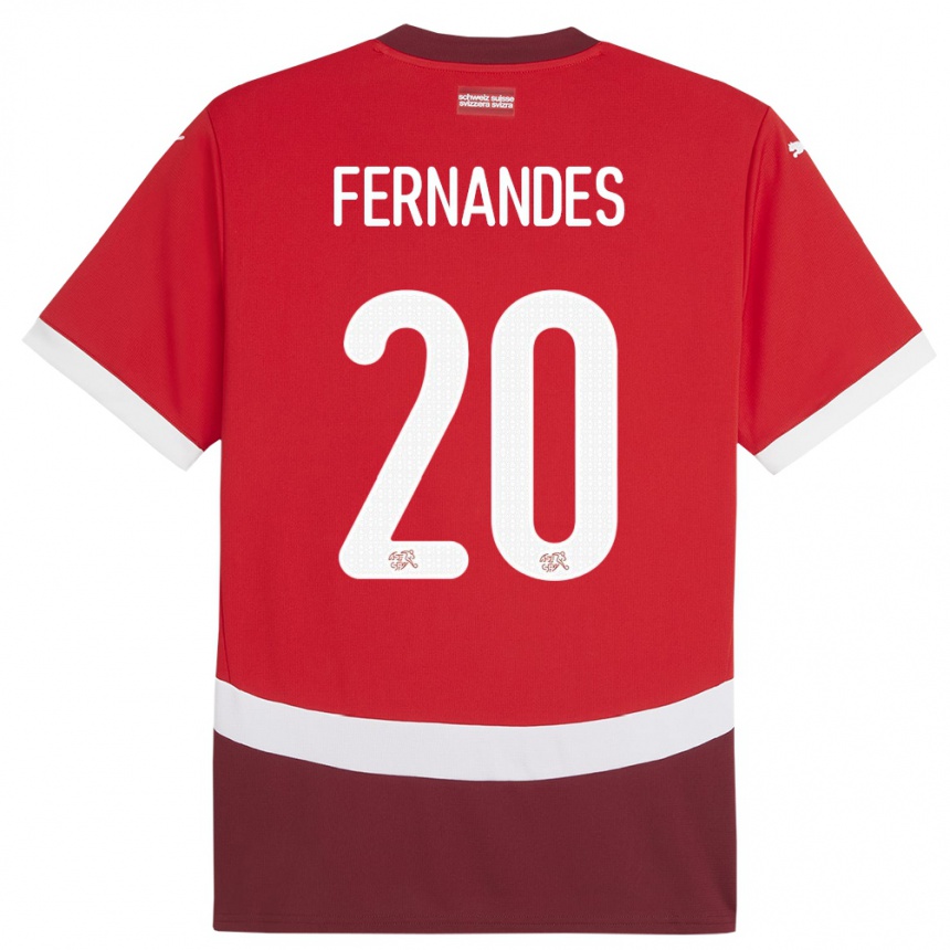 Kids Football Switzerland Edimilson Fernandes #20 Red Home Jersey 24-26 T-Shirt Nz