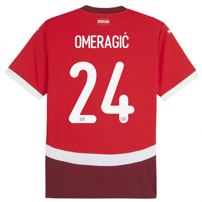 Kids Football Switzerland Becir Omeragic #24 Red Home Jersey 24-26 T-Shirt Nz