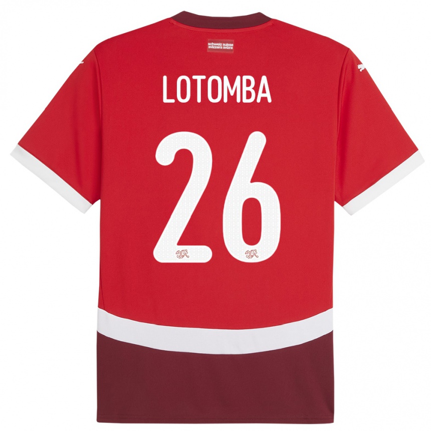 Kids Football Switzerland Jordan Lotomba #26 Red Home Jersey 24-26 T-Shirt Nz