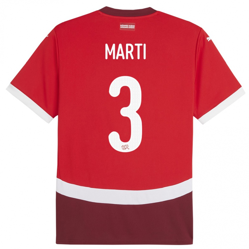 Kids Football Switzerland Lara Marti #3 Red Home Jersey 24-26 T-Shirt Nz