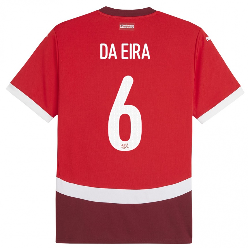 Kids Football Switzerland Stefanie Da Eira #6 Red Home Jersey 24-26 T-Shirt Nz