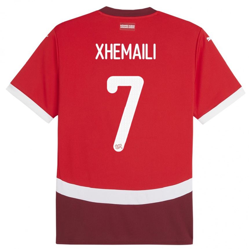 Kids Football Switzerland Riola Xhemaili #7 Red Home Jersey 24-26 T-Shirt Nz