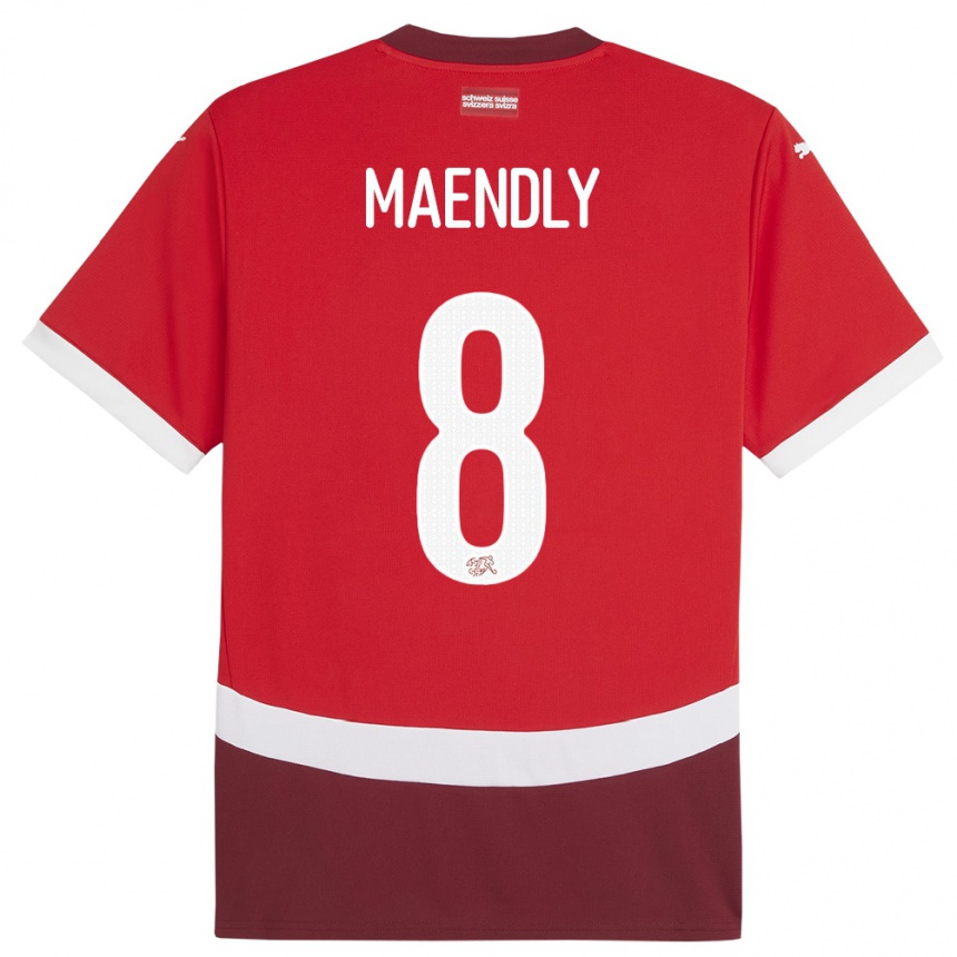 Kids Football Switzerland Sandy Maendly #8 Red Home Jersey 24-26 T-Shirt Nz