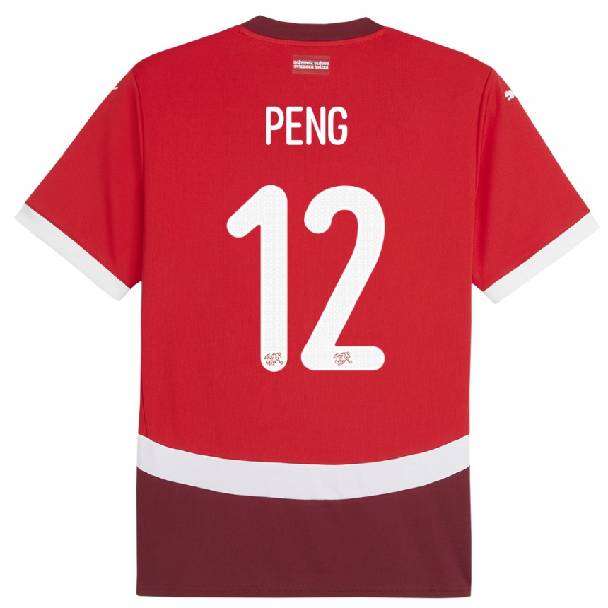 Kids Football Switzerland Livia Peng #12 Red Home Jersey 24-26 T-Shirt Nz