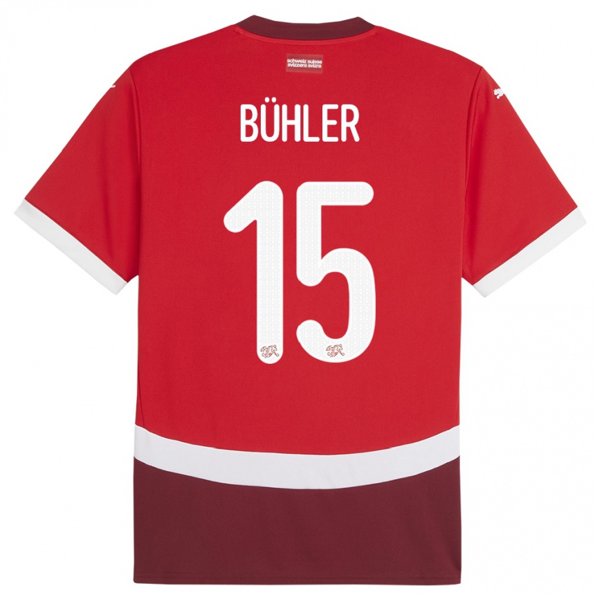 Kids Football Switzerland Luana Buhler #15 Red Home Jersey 24-26 T-Shirt Nz