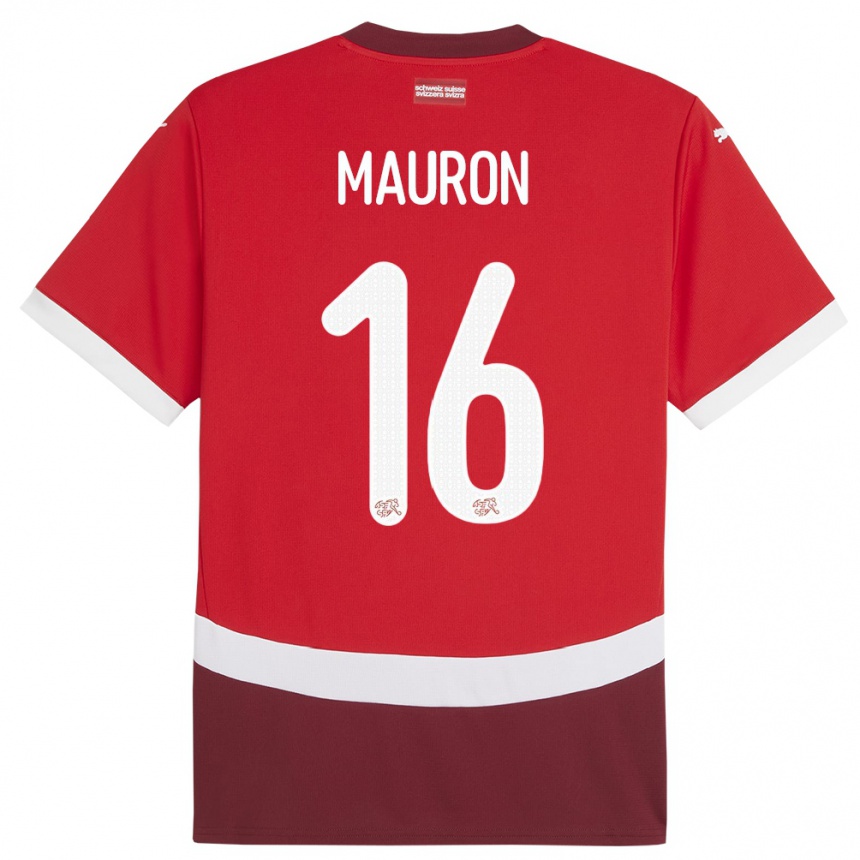 Kids Football Switzerland Sandrine Mauron #16 Red Home Jersey 24-26 T-Shirt Nz