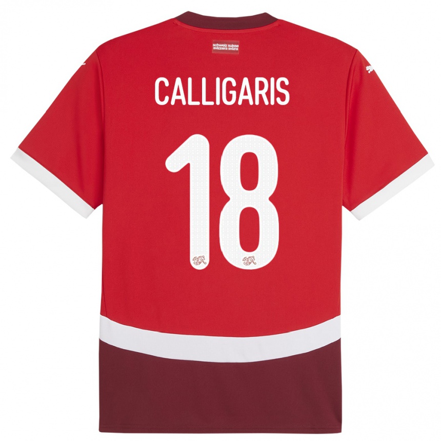 Kids Football Switzerland Viola Calligaris #18 Red Home Jersey 24-26 T-Shirt Nz