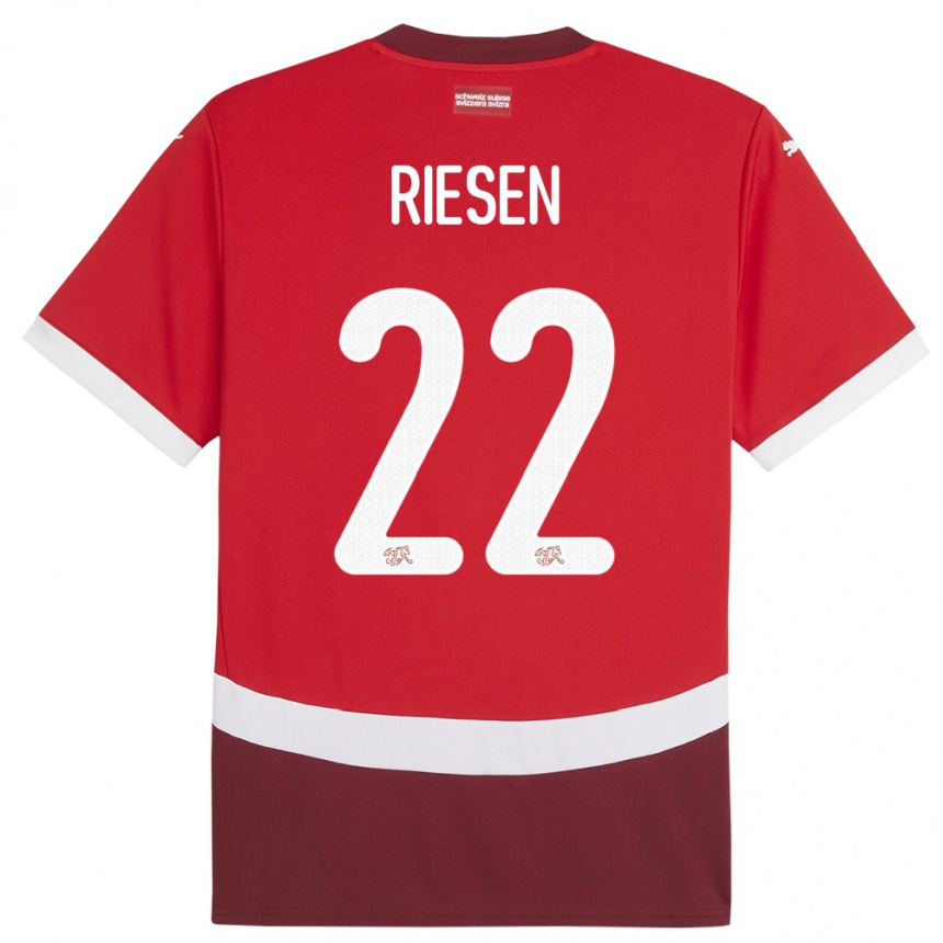 Kids Football Switzerland Nadine Riesen #22 Red Home Jersey 24-26 T-Shirt Nz