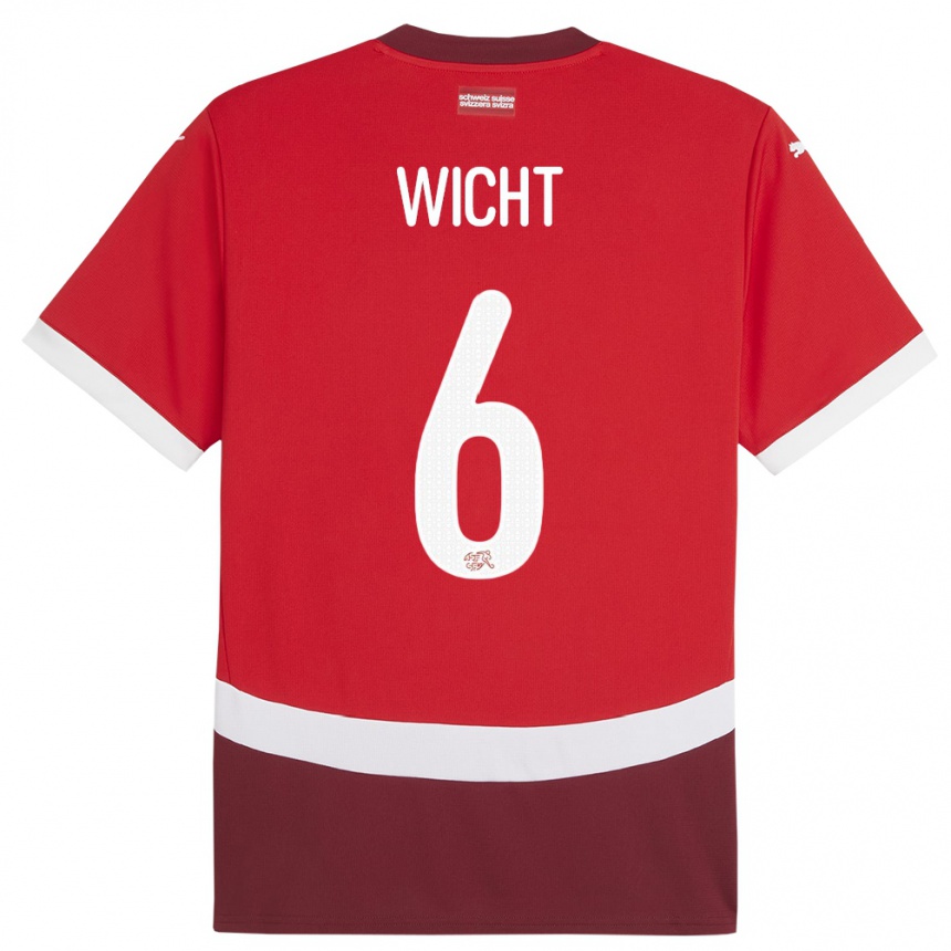 Kids Football Switzerland Nathan Wicht #6 Red Home Jersey 24-26 T-Shirt Nz