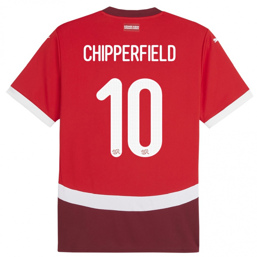 Kids Football Switzerland Liam Chipperfield #10 Red Home Jersey 24-26 T-Shirt Nz