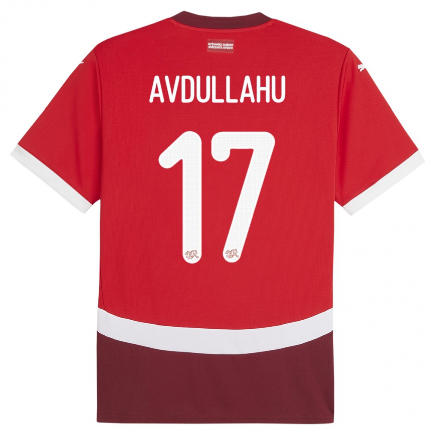 Kids Football Switzerland Leon Avdullahu #17 Red Home Jersey 24-26 T-Shirt Nz