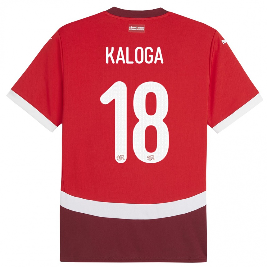 Kids Football Switzerland Issa Kaloga #18 Red Home Jersey 24-26 T-Shirt Nz