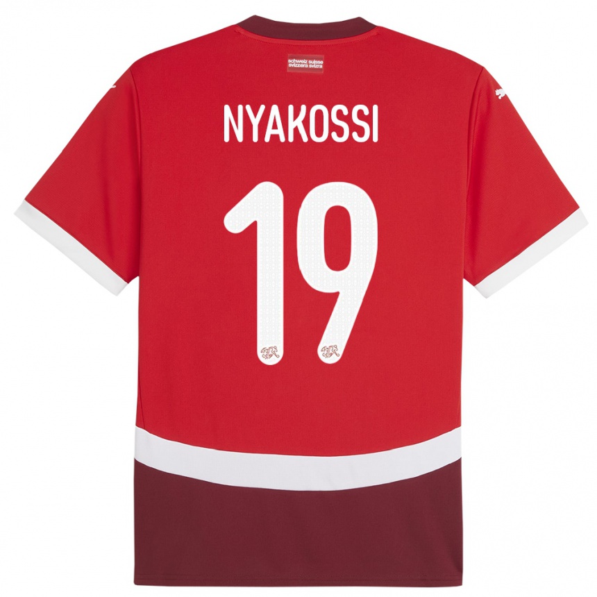 Kids Football Switzerland Roggerio Nyakossi #19 Red Home Jersey 24-26 T-Shirt Nz