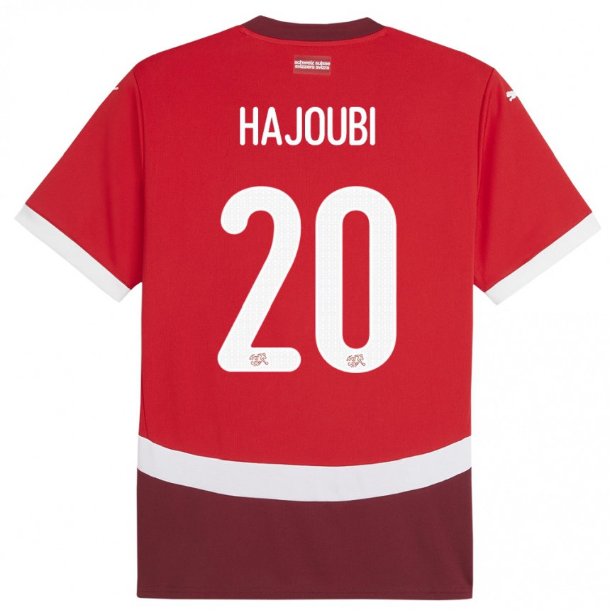 Kids Football Switzerland Amin Hajoubi #20 Red Home Jersey 24-26 T-Shirt Nz