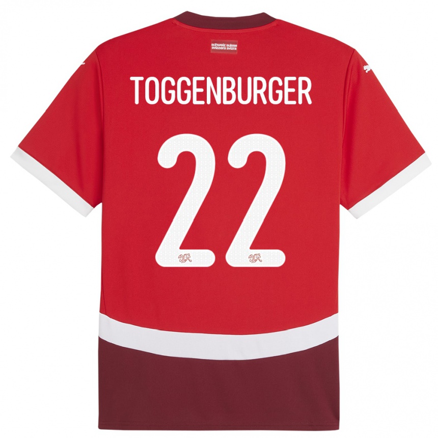 Kids Football Switzerland Nando Toggenburger #22 Red Home Jersey 24-26 T-Shirt Nz