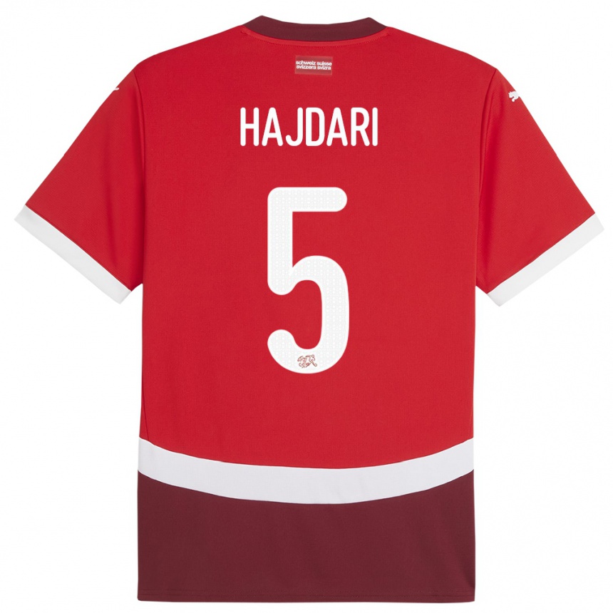 Kids Football Switzerland Albian Hajdari #5 Red Home Jersey 24-26 T-Shirt Nz